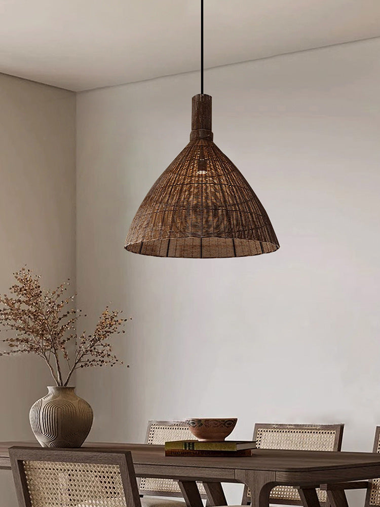 Boho Chic Rattan Cone Pendant Lamp