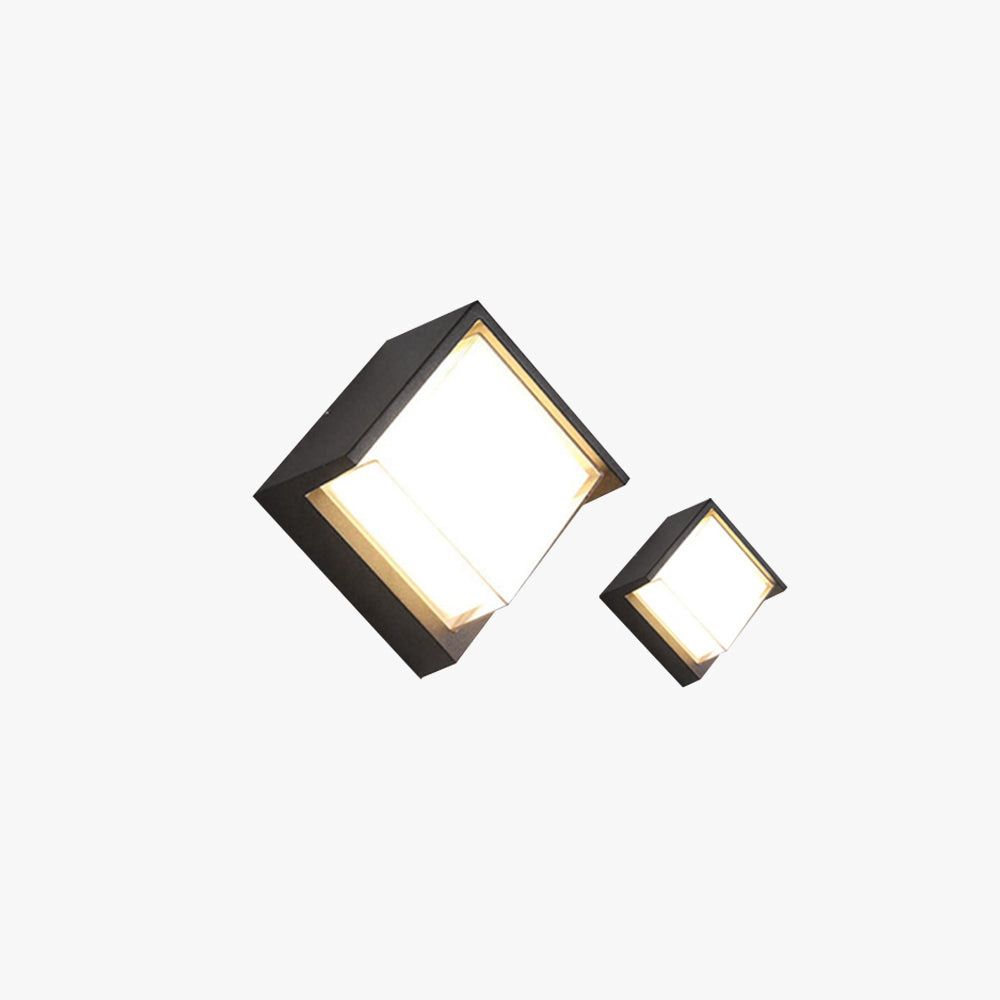 Contemporary Outdoor LED Wall Light – Square Shape, Black