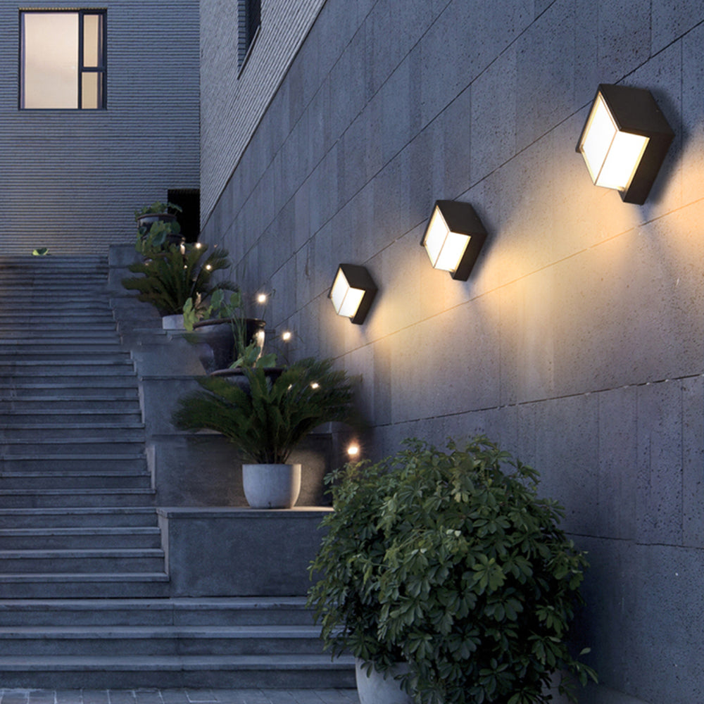 Contemporary Outdoor LED Wall Light – Square Shape, Black