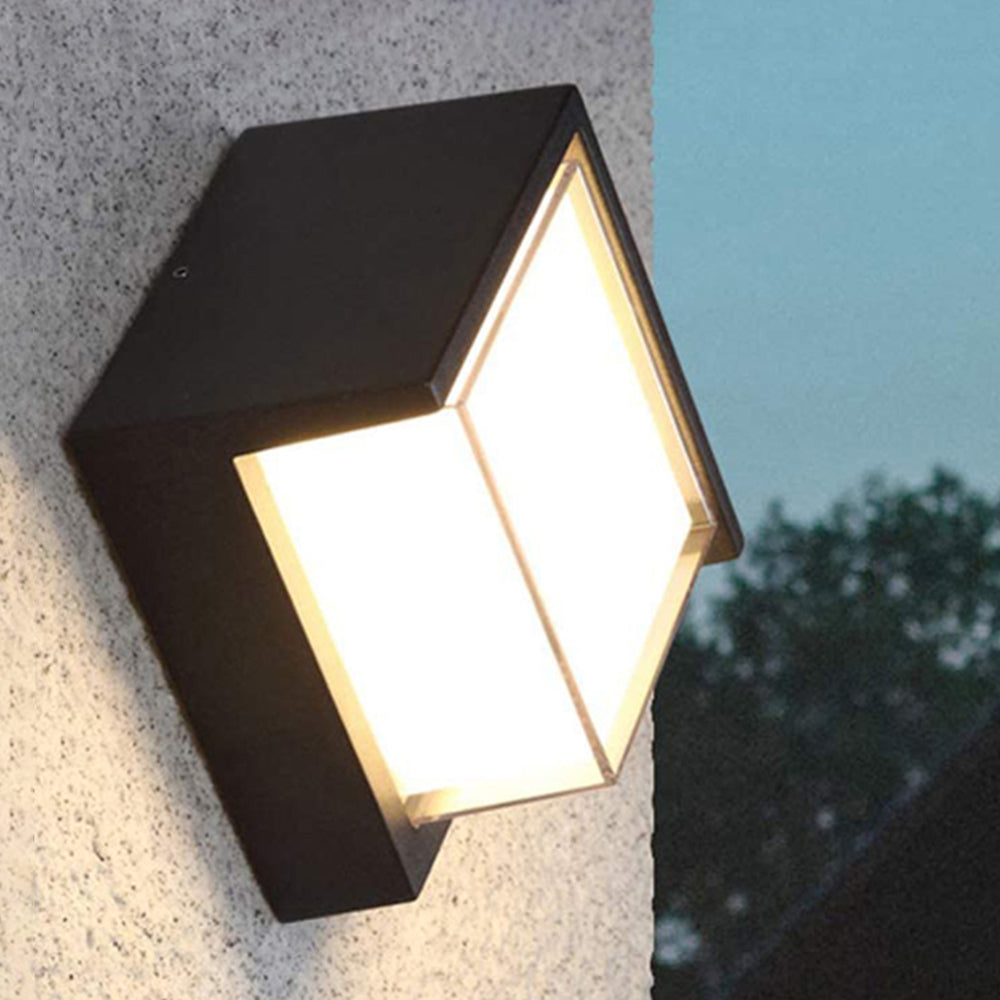 Contemporary Outdoor LED Wall Light – Square Shape, Black