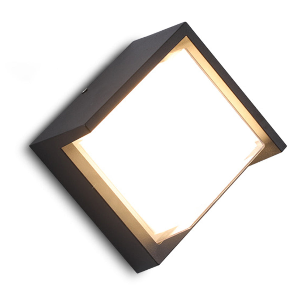 Contemporary Outdoor LED Wall Light – Square Shape, Black