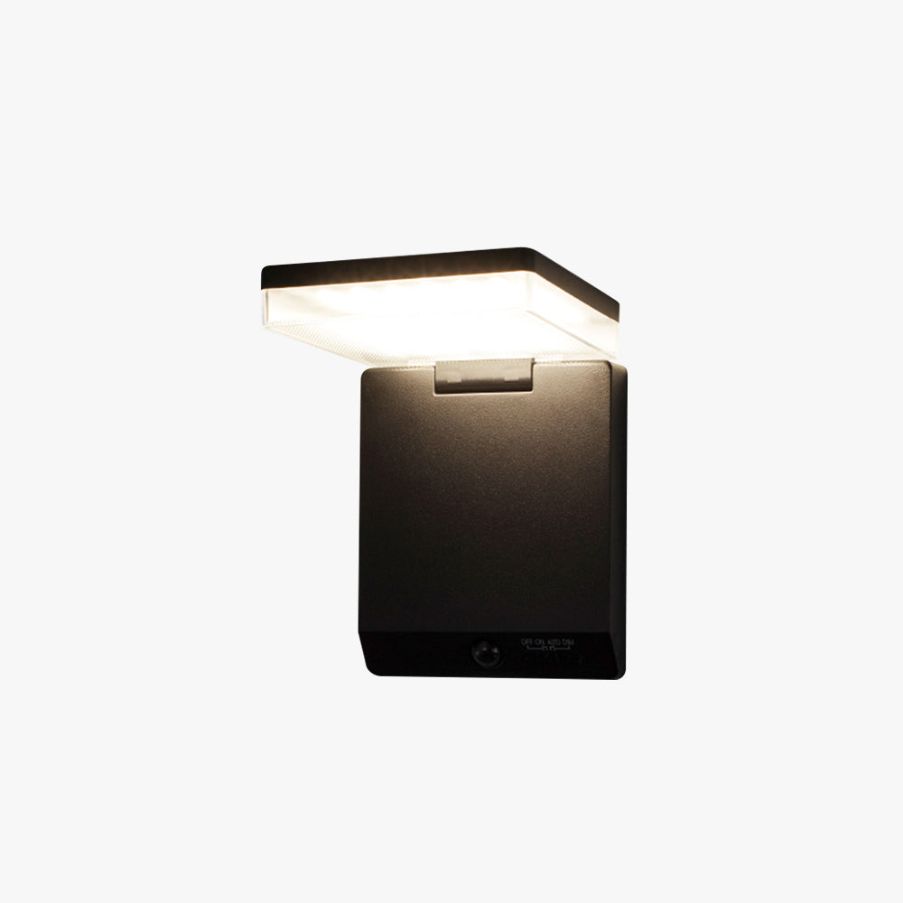 Contemporary Solar Powered Wall Sconce – Black, Sensor, Weatherproof