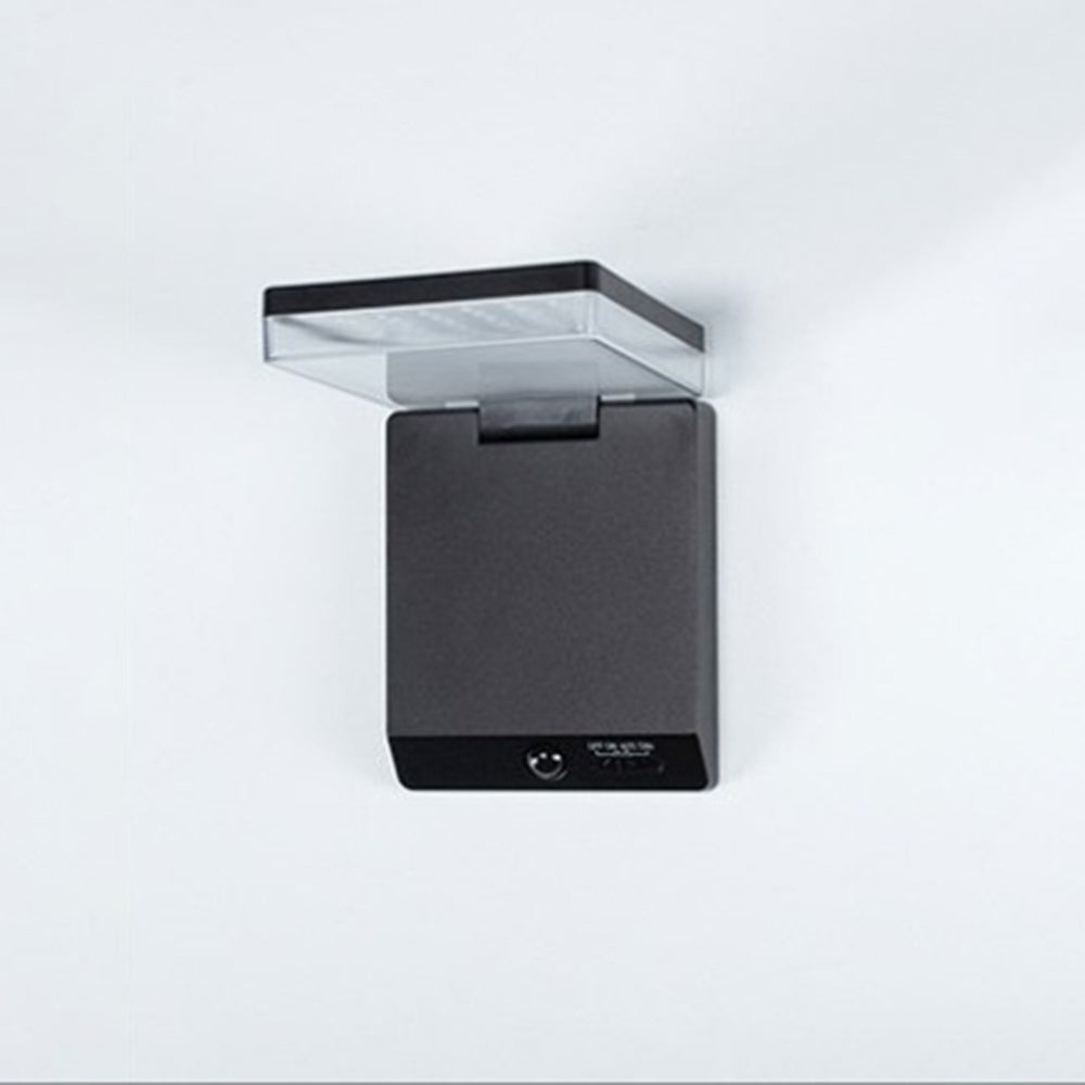 Contemporary Solar Powered Wall Sconce – Black, Sensor, Weatherproof