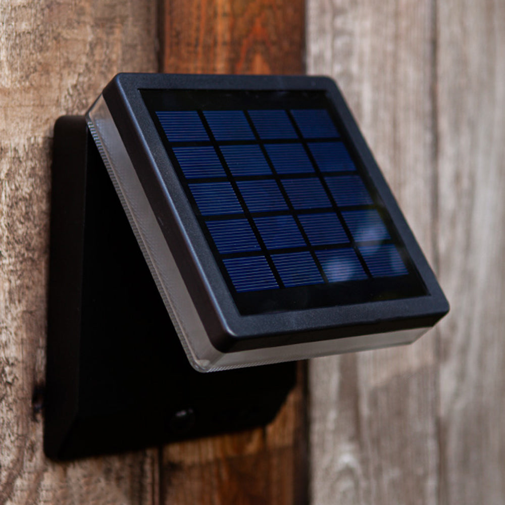 Contemporary Solar Powered Wall Sconce – Black, Sensor, Weatherproof