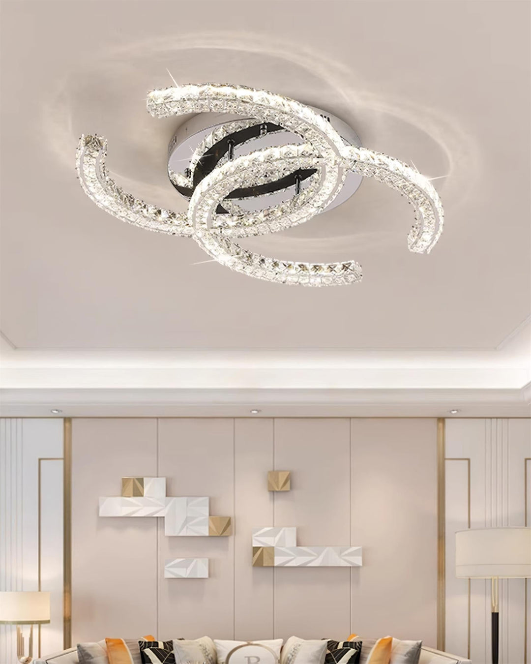 Double C Crystal Ceiling Light