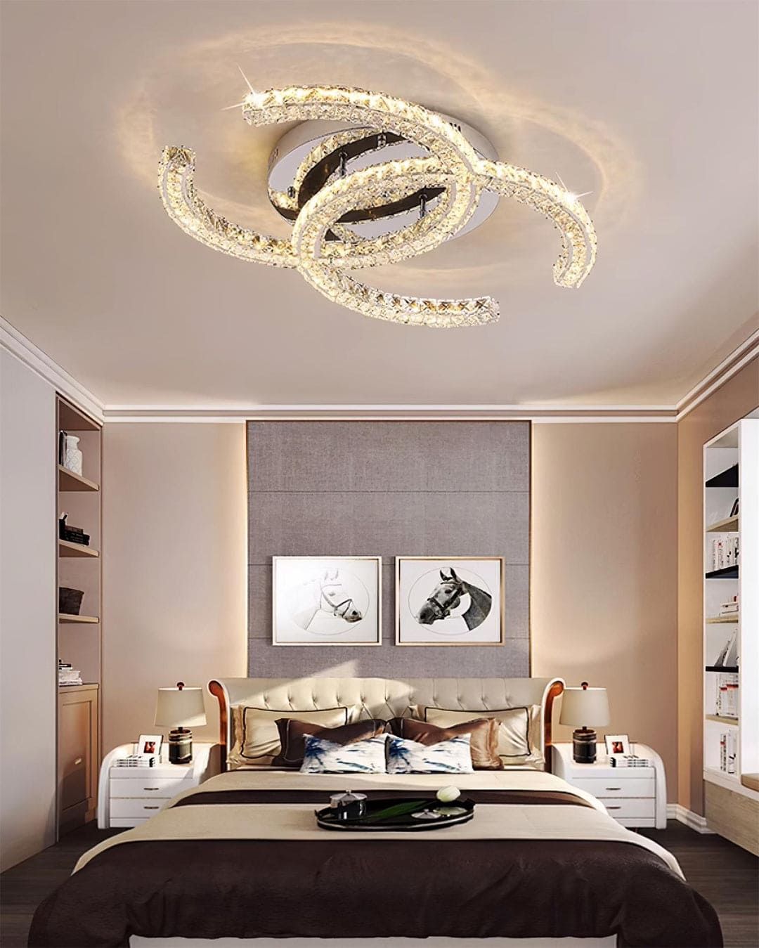 Double C Crystal Ceiling Light