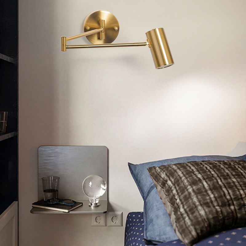 Elegant Brass Wall Lamp – Adjustable Cylindrical Pole