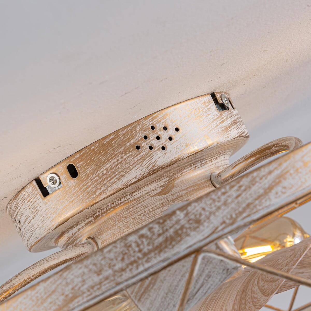 Elegant Metal Ceiling Fan Light - White & Gold, Remote Control