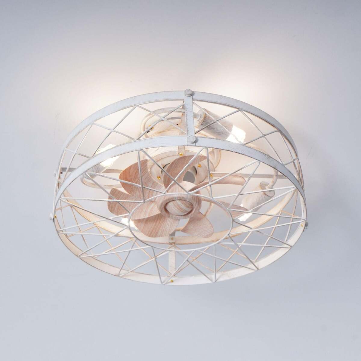 Elegant Metal Ceiling Fan Light - White & Gold, Remote Control