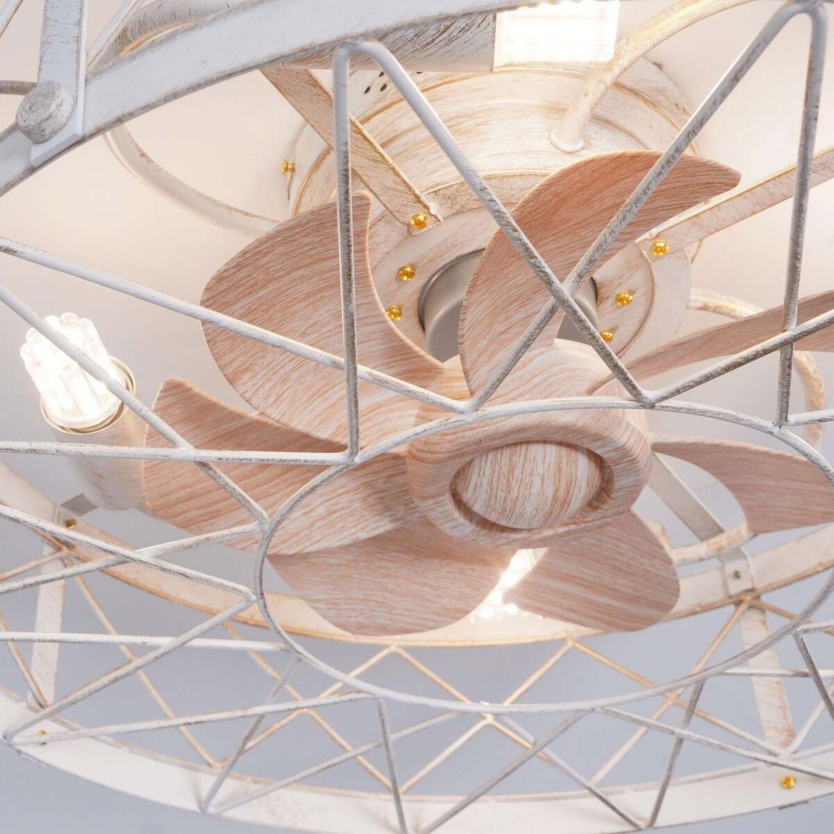 Elegant Metal Ceiling Fan Light - White & Gold, Remote Control