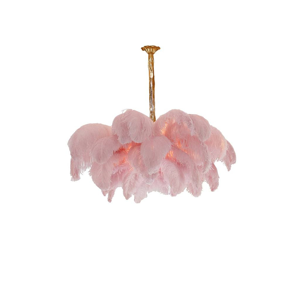 Elegant Ostrich Feather Chandelier - Handmade Luxury