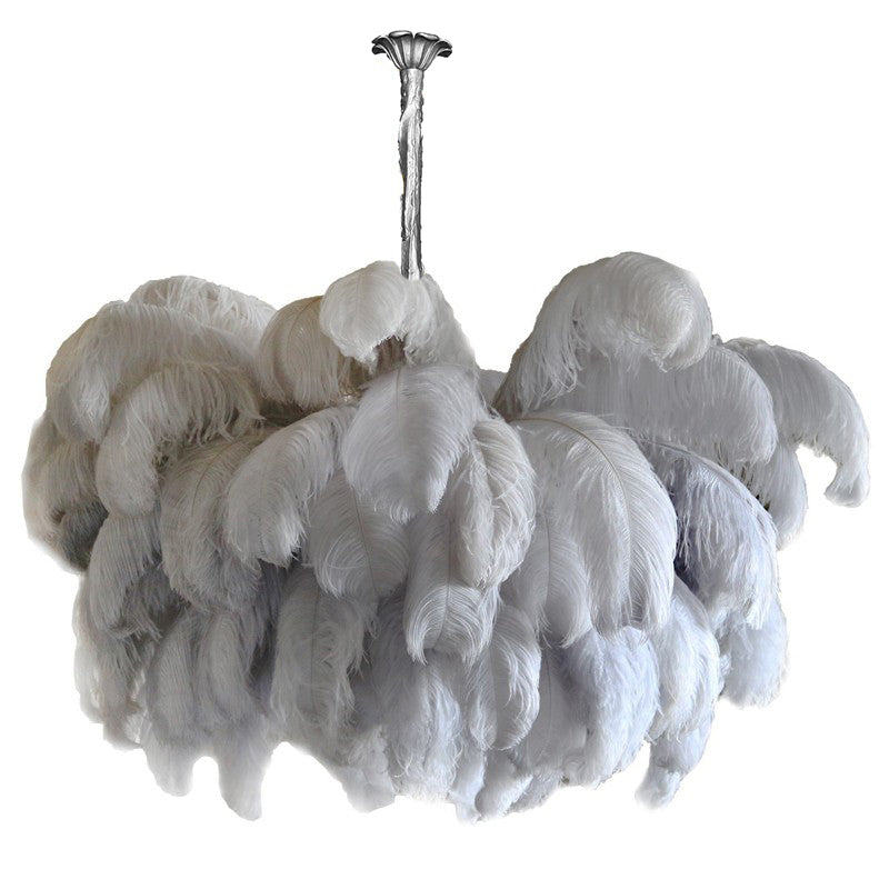 Elegant Ostrich Feather Chandelier - Handmade Luxury