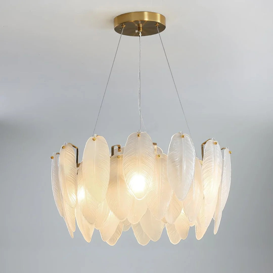 Elegant Scandinavian Glass Feather Chandelier