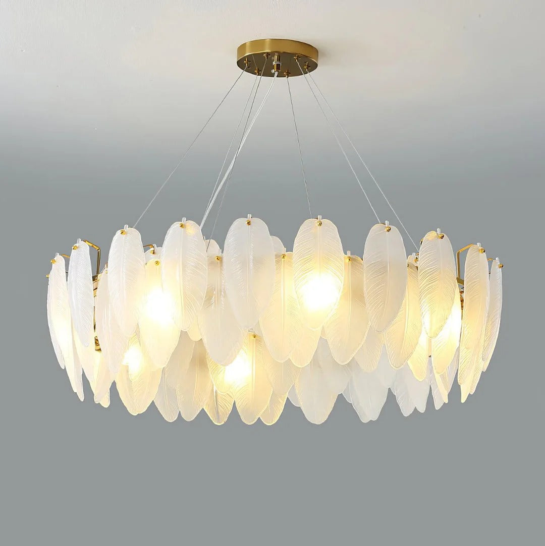 Elegant Scandinavian Glass Feather Chandelier