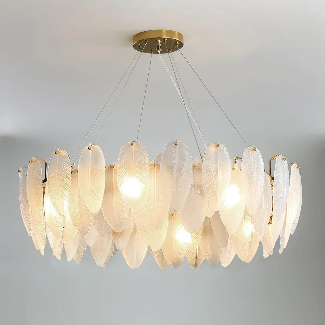 Elegant Scandinavian Glass Feather Chandelier