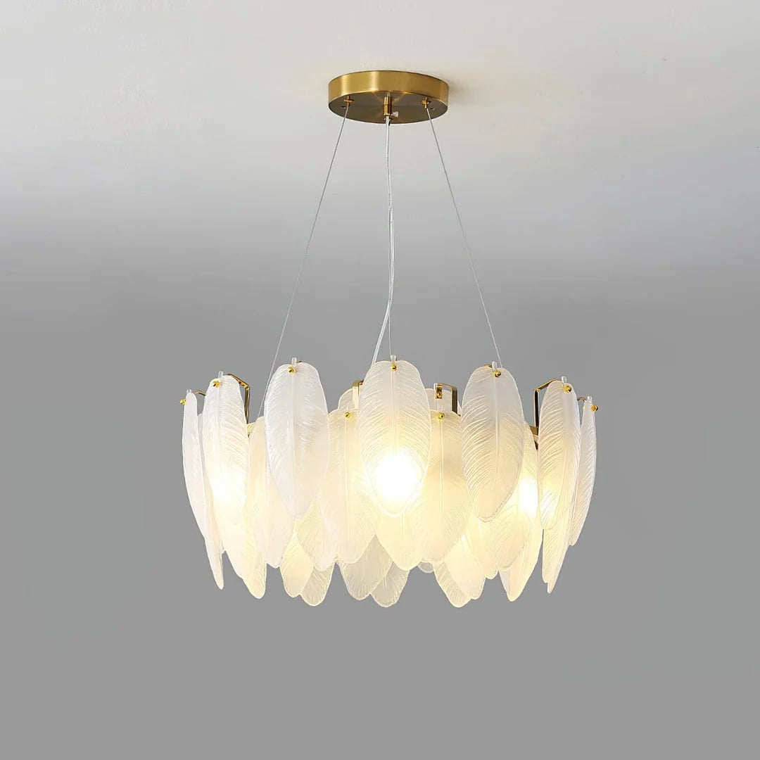 Elegant Scandinavian Glass Feather Chandelier