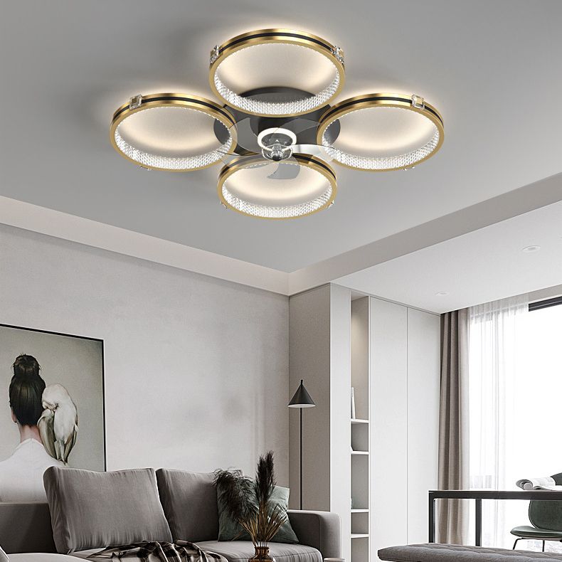 Elegant 4-Ring Ceiling Fan with Light