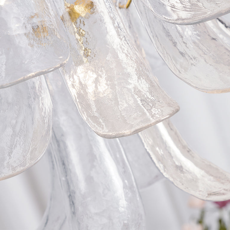Art Deco Tiered Chandelier with Petal-Like Panels