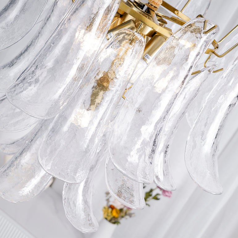 Art Deco Tiered Chandelier with Petal-Like Panels