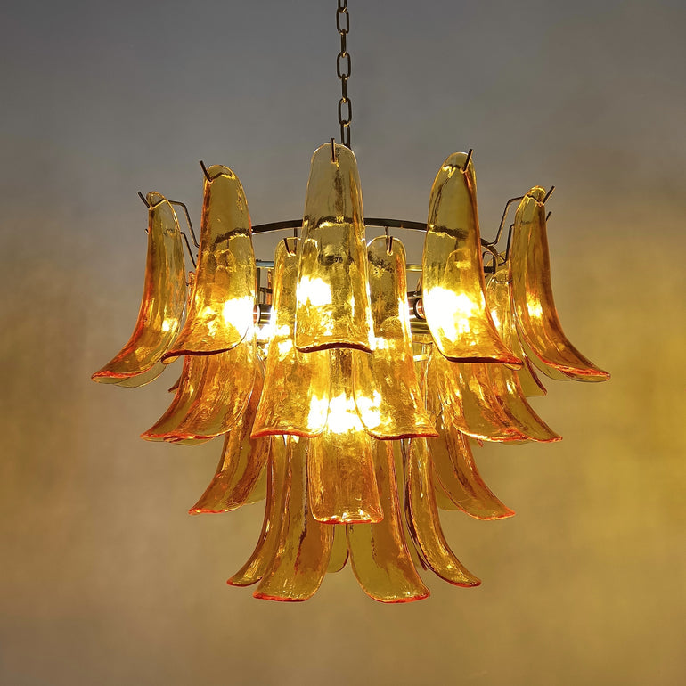 Art Deco Tiered Chandelier with Petal-Like Panels