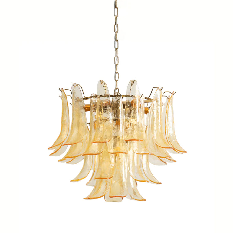 Art Deco Tiered Chandelier with Petal-Like Panels