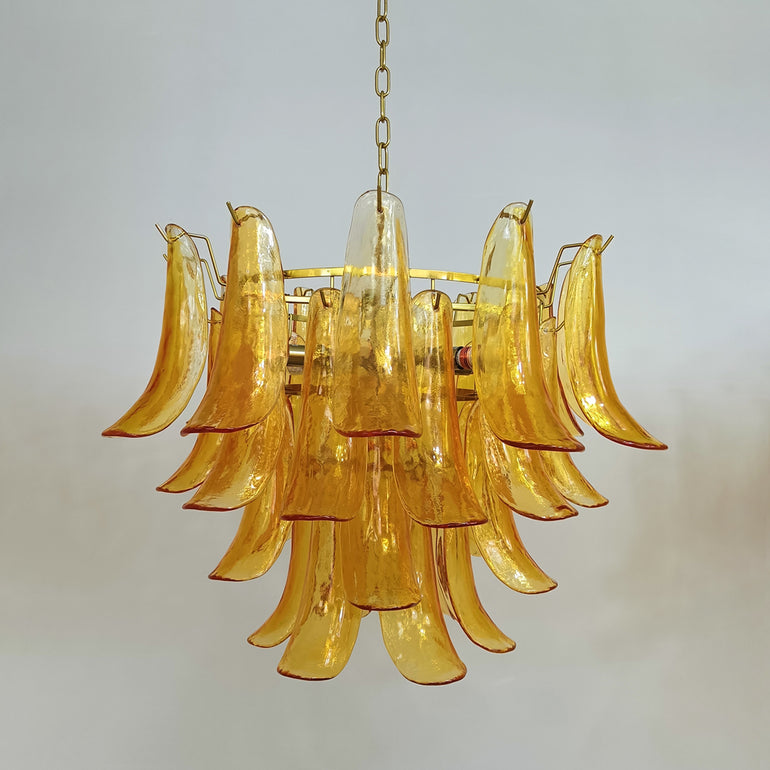 Art Deco Tiered Chandelier with Petal-Like Panels