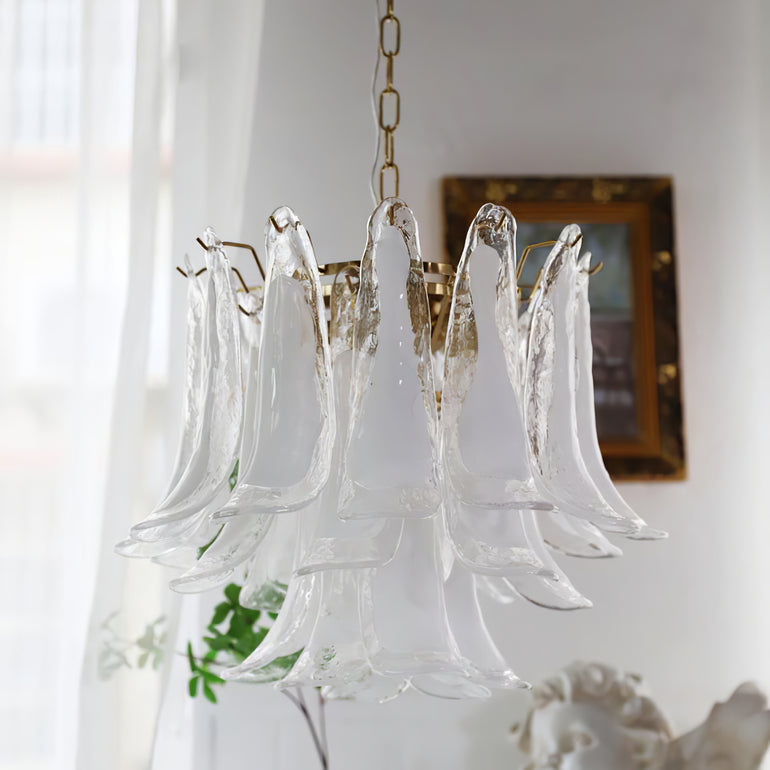 Art Deco Tiered Chandelier with Petal-Like Panels