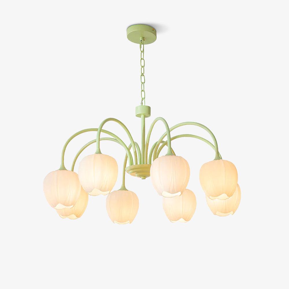 French Floral Chandelier – Traditional Matcha Elegance