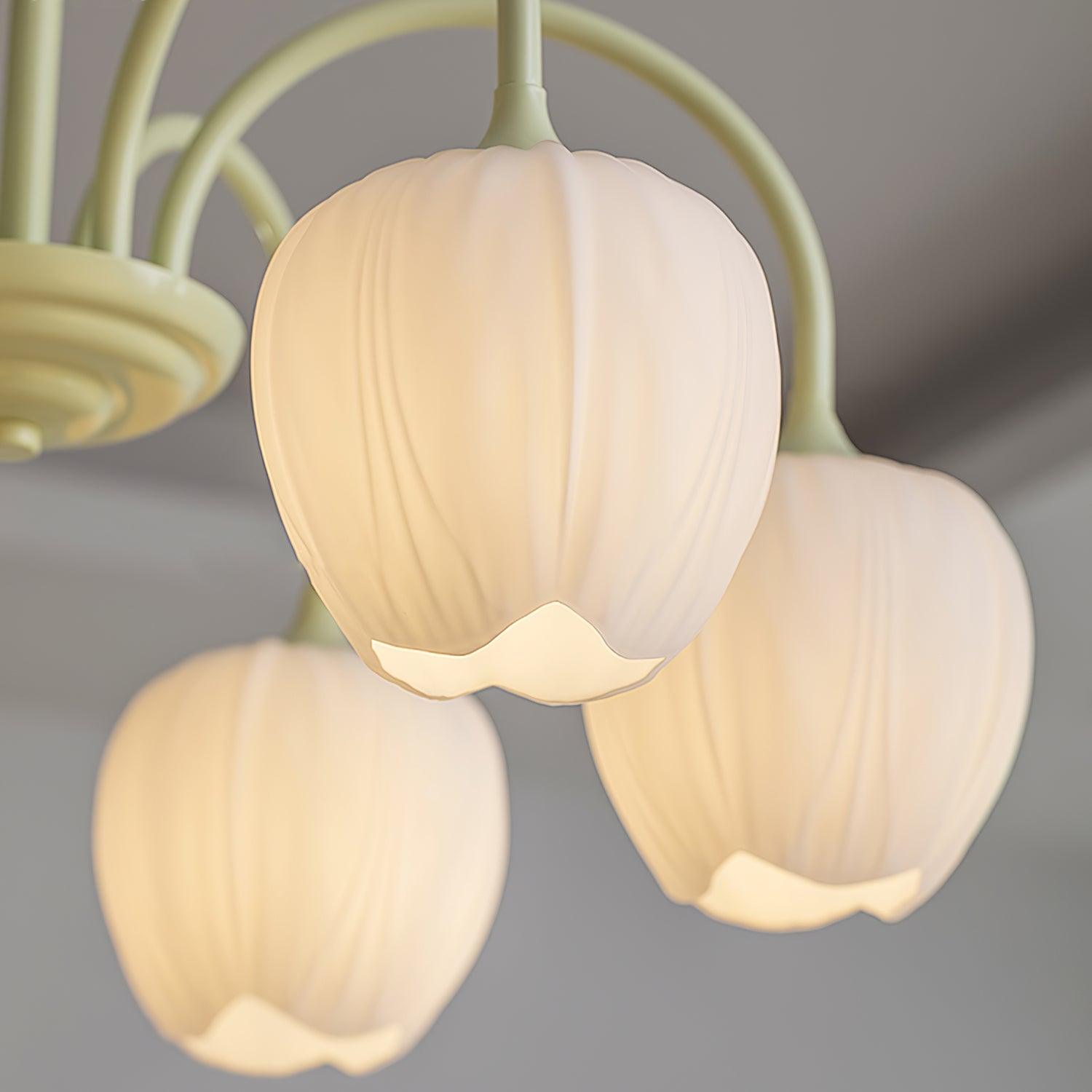 French Floral Chandelier – Traditional Matcha Elegance