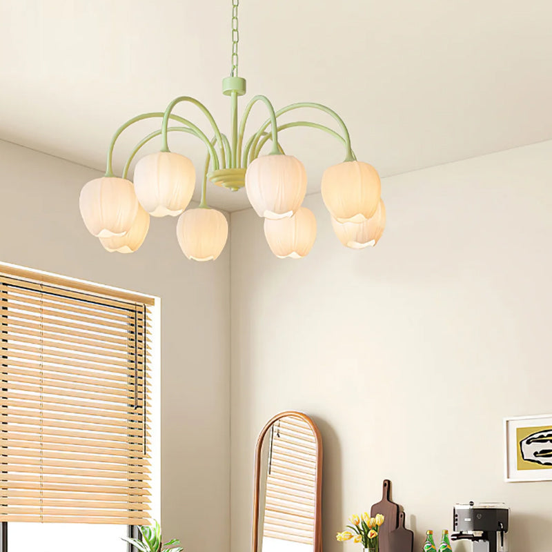 French Floral Chandelier – Traditional Matcha Elegance