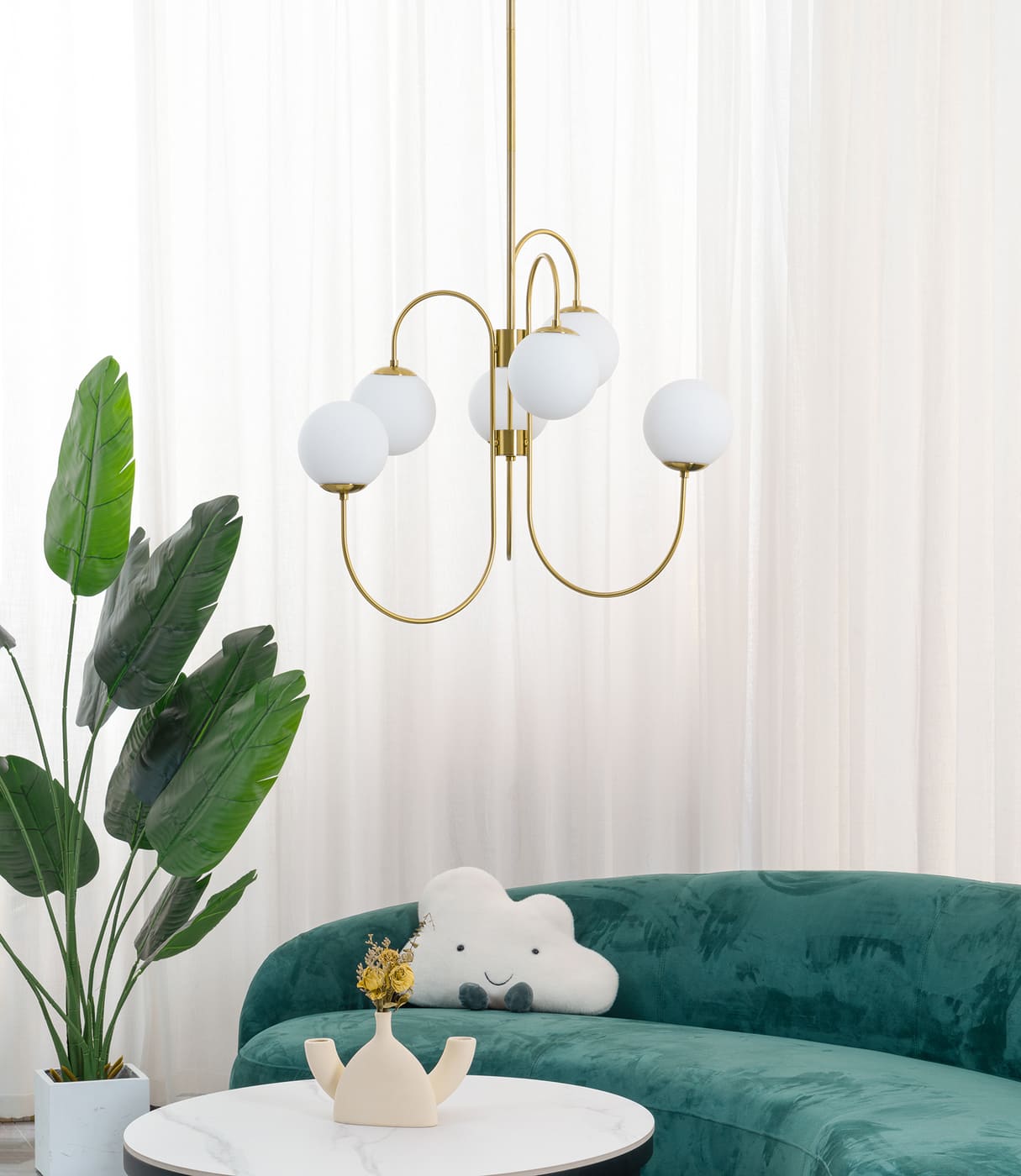 Gooseneck Chandelier – Modern Glass & Metal Design