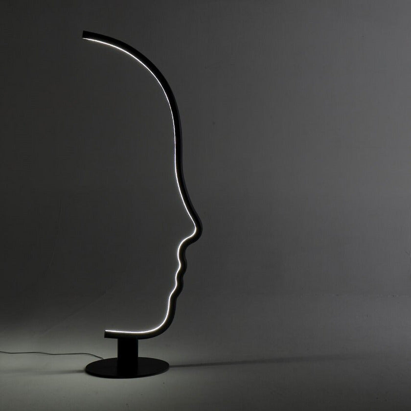 Human Face Outline Floor Lamp – Modern Arc Design