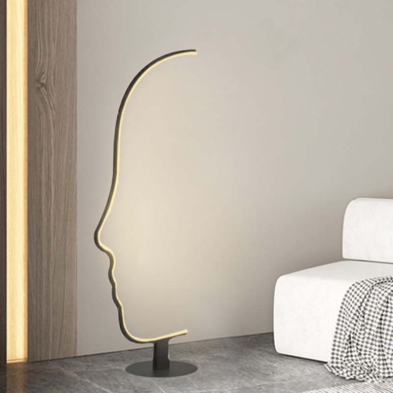 Human Face Outline Floor Lamp – Modern Arc Design