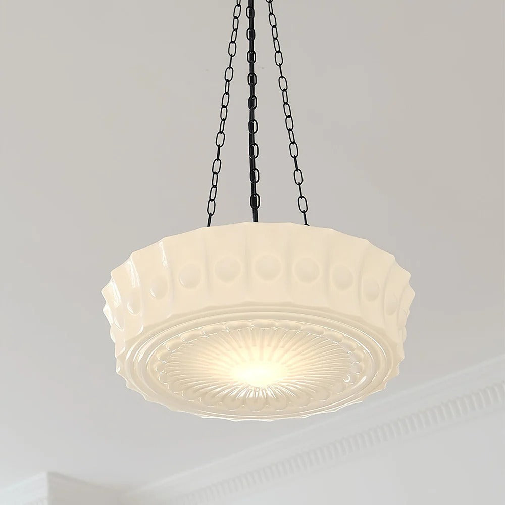 Industrial Relief-Textured Dome Pendant Light