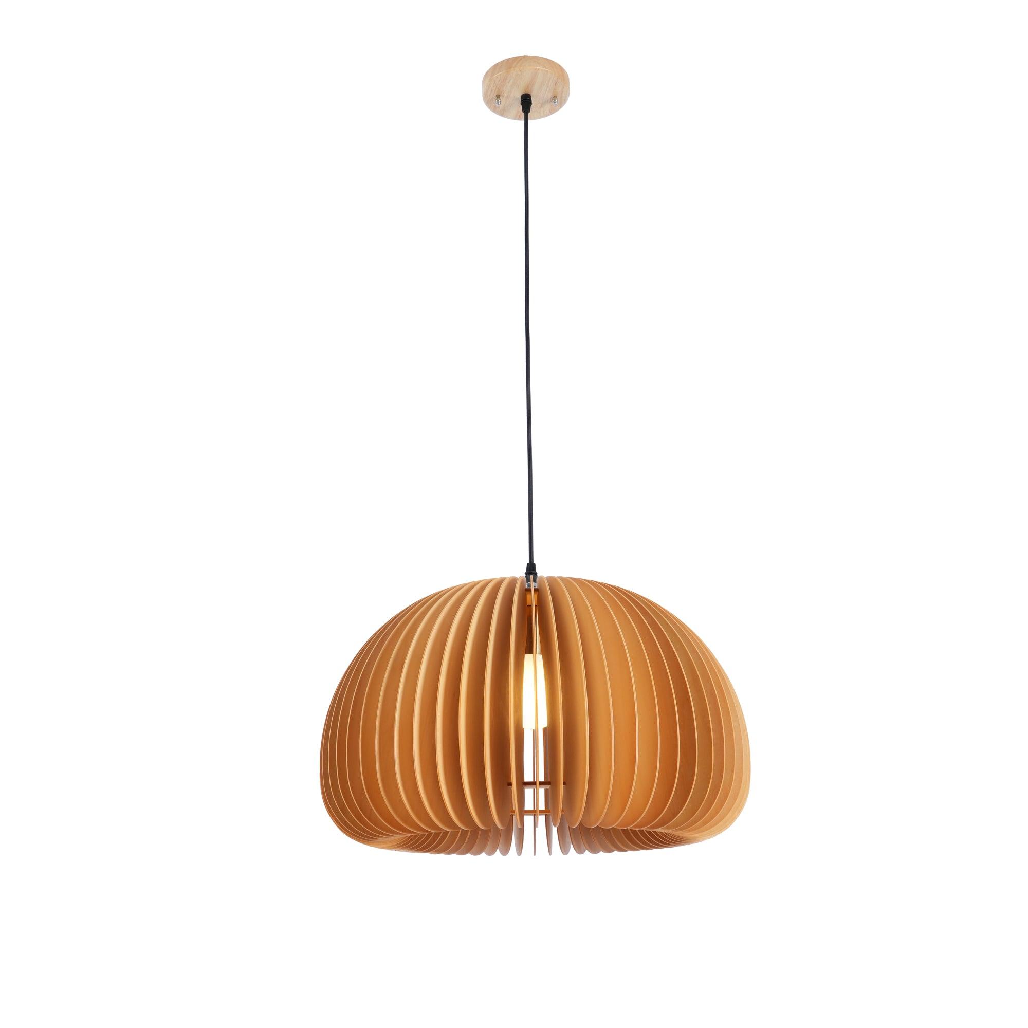 Japandi Style Pumpkin Wood Pendant Lamp