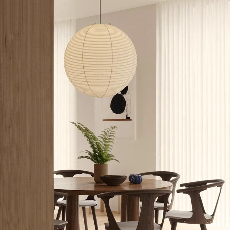 Japanese Globe Rice Paper Pendant Light