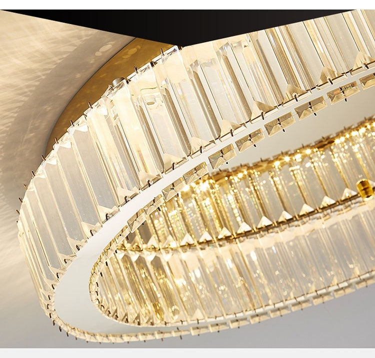 Luxury Crystal Ring Ceiling Light – Dimmable Round Chandelier