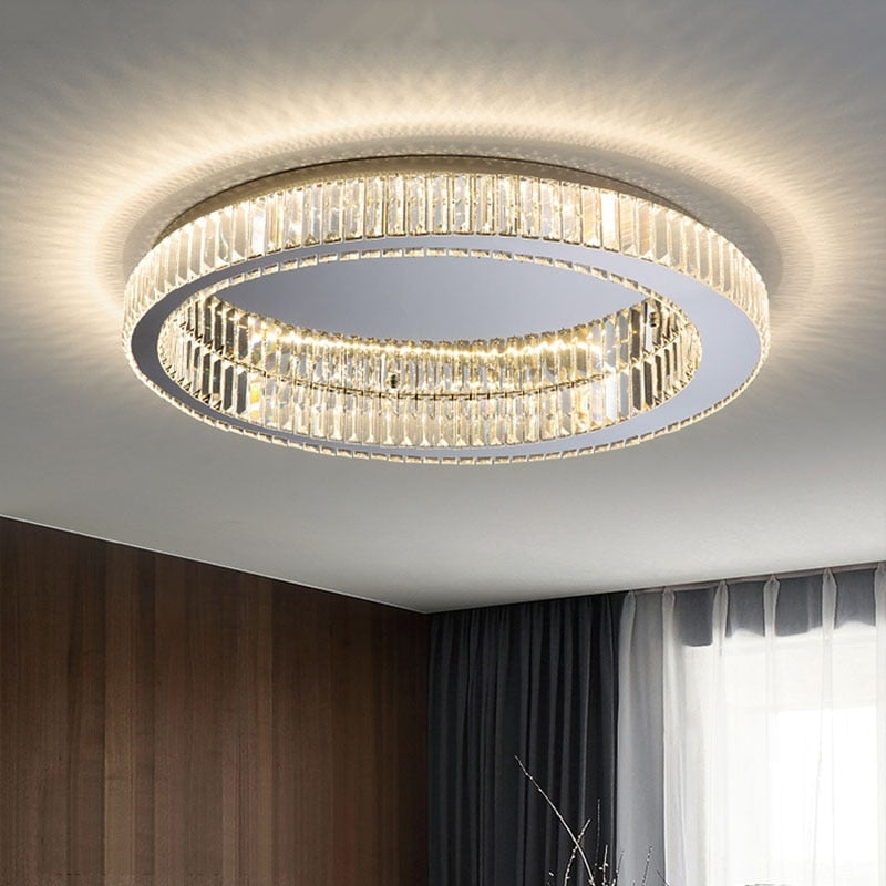 Luxury Crystal Ring Ceiling Light – Dimmable Round Chandelier