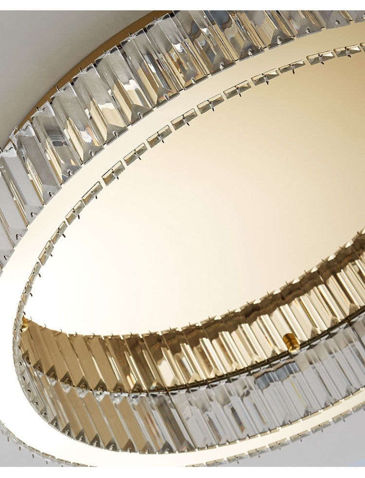 Luxury Crystal Ring Ceiling Light – Dimmable Round Chandelier