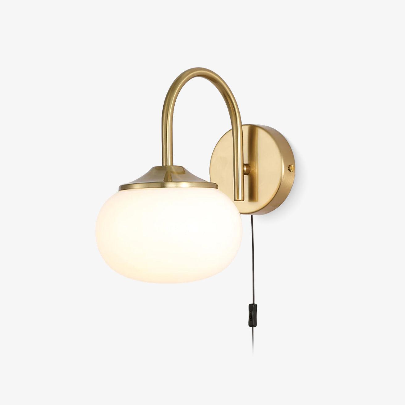 Marshmallow Wall Lamp with Switch – Glass & Brass Finish