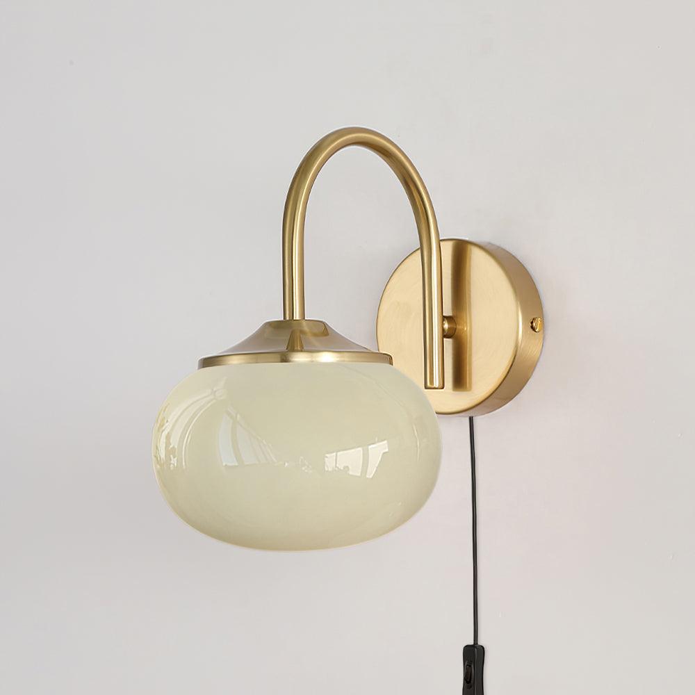 Marshmallow Wall Lamp with Switch – Glass & Brass Finish