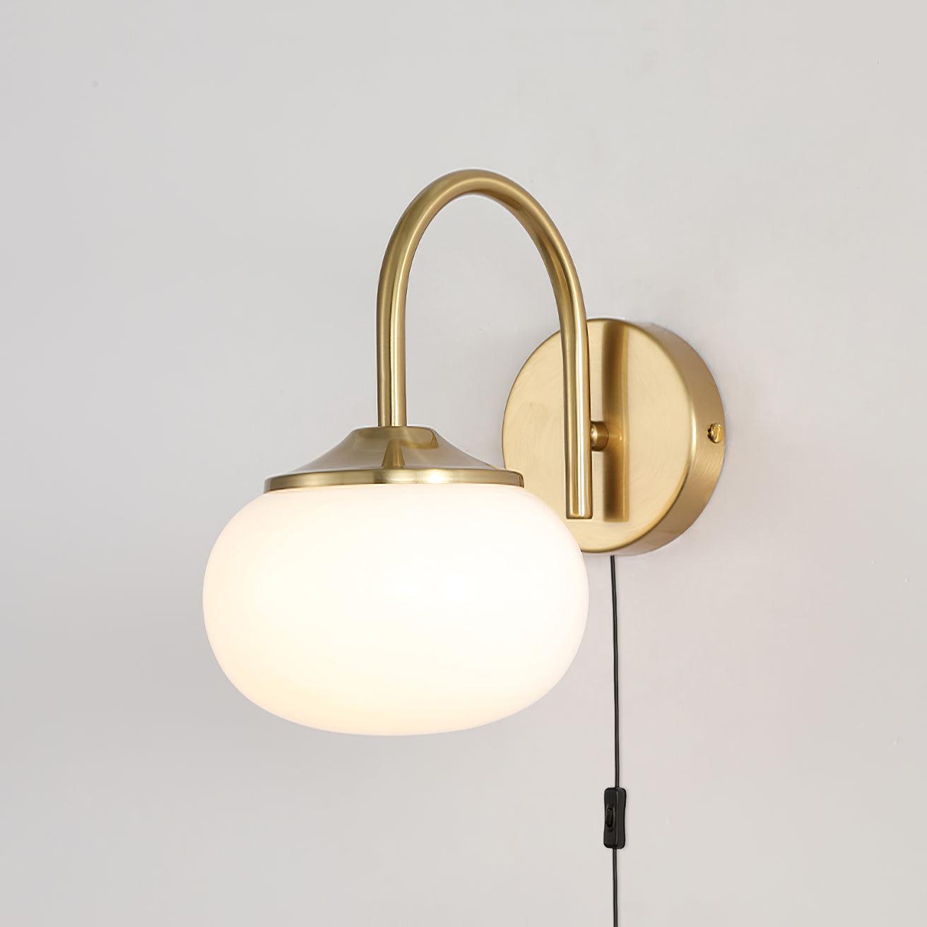 Marshmallow Wall Lamp with Switch – Glass & Brass Finish