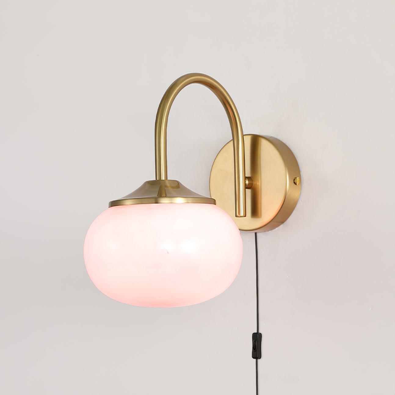 Marshmallow Wall Lamp with Switch – Glass & Brass Finish