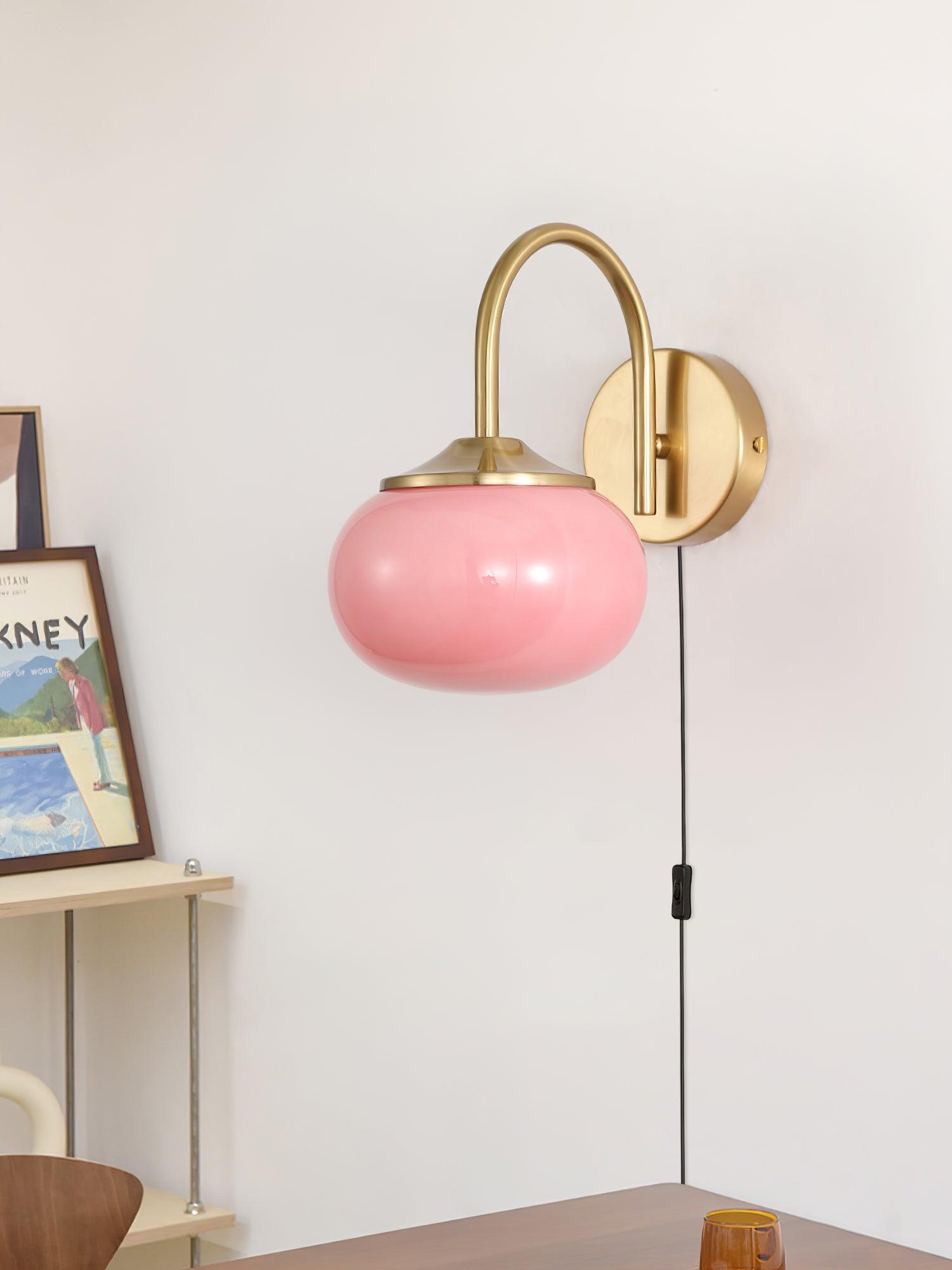 Marshmallow Wall Lamp with Switch – Glass & Brass Finish