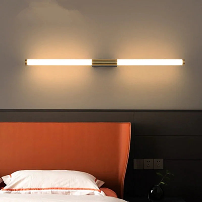 Minimalist Linear Metal Wall Lamp - Gold Bar Shape