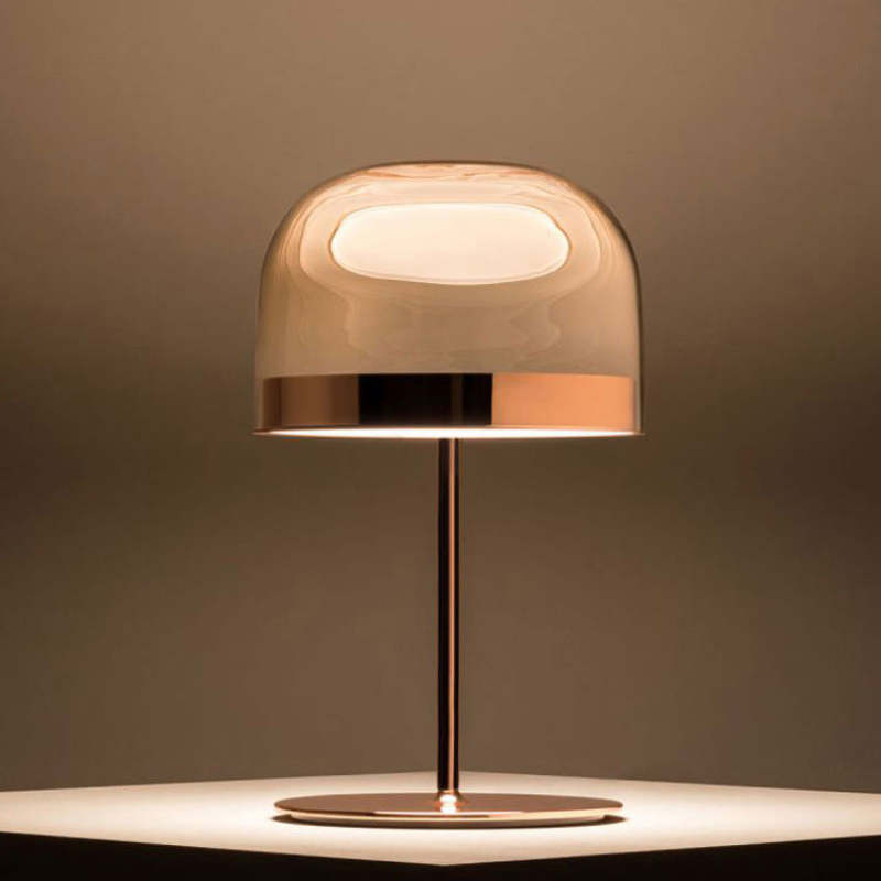 Minimalist Mushroom Table Lamp - Glass & Metal