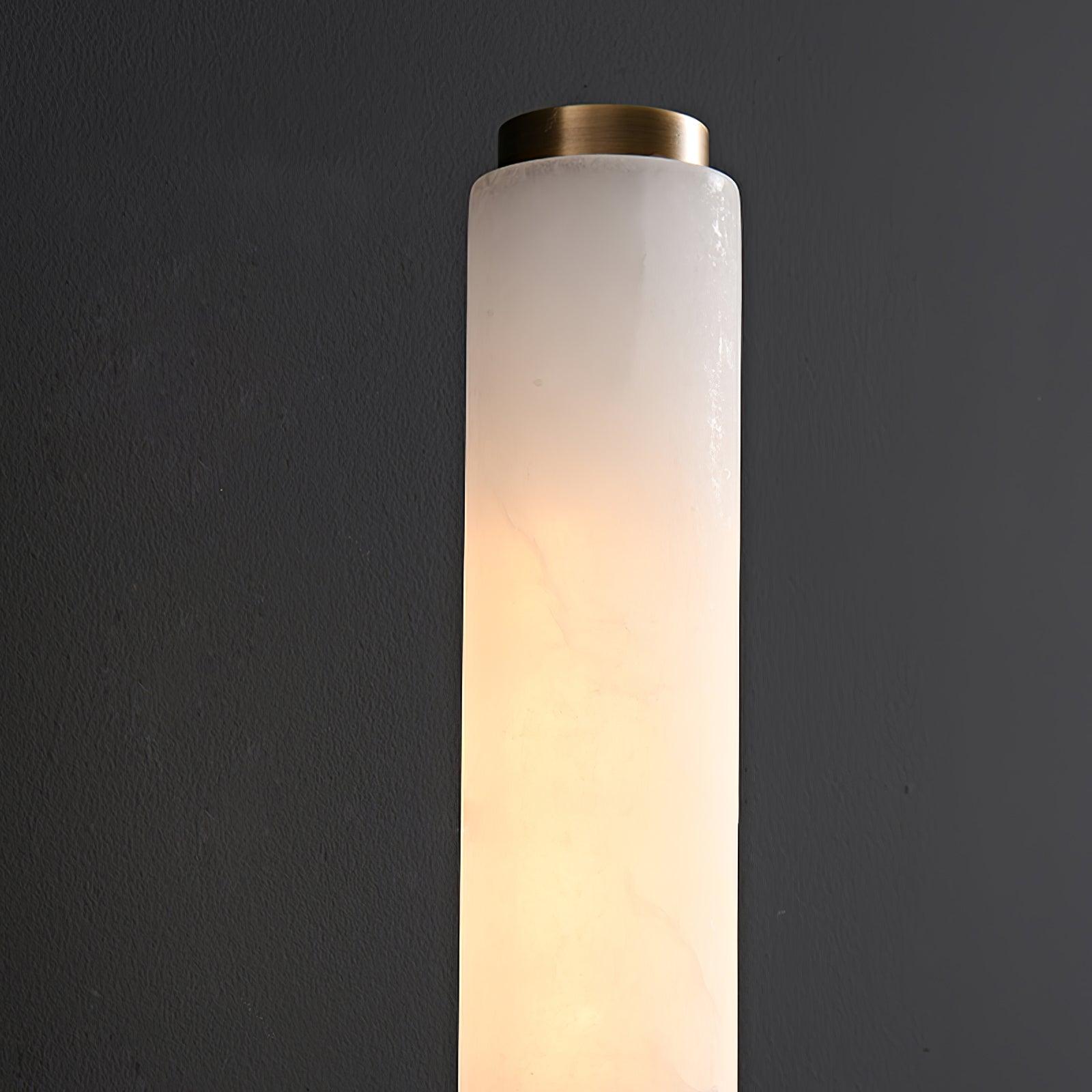 Modern Brass Wall Sconce – Tall Opaque Glass Shade