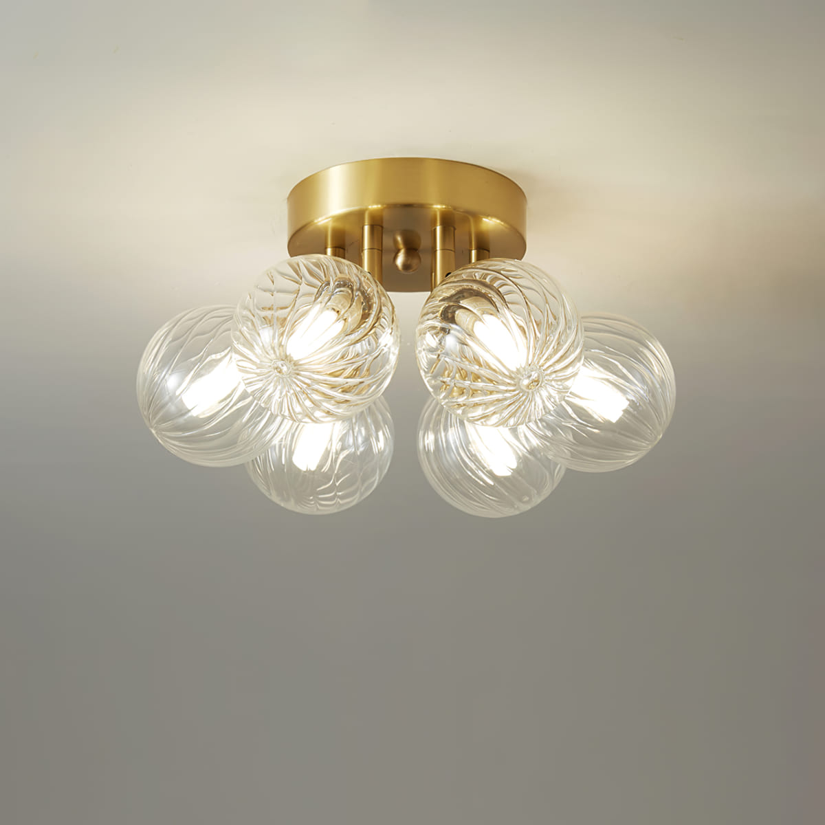 Modern Brass & Glass Bubble Ceiling Light