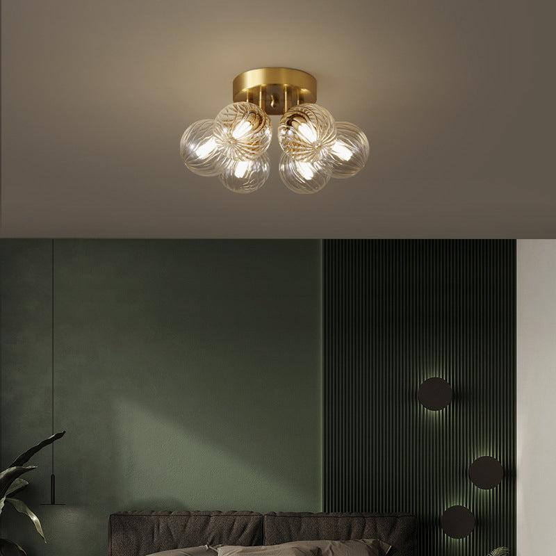 Modern Brass & Glass Bubble Ceiling Light