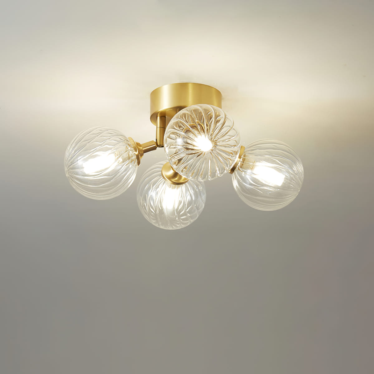 Modern Brass & Glass Bubble Ceiling Light